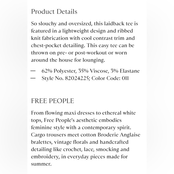 NWOT Free People FP Movement Etten Tee - Picture 3 of 5